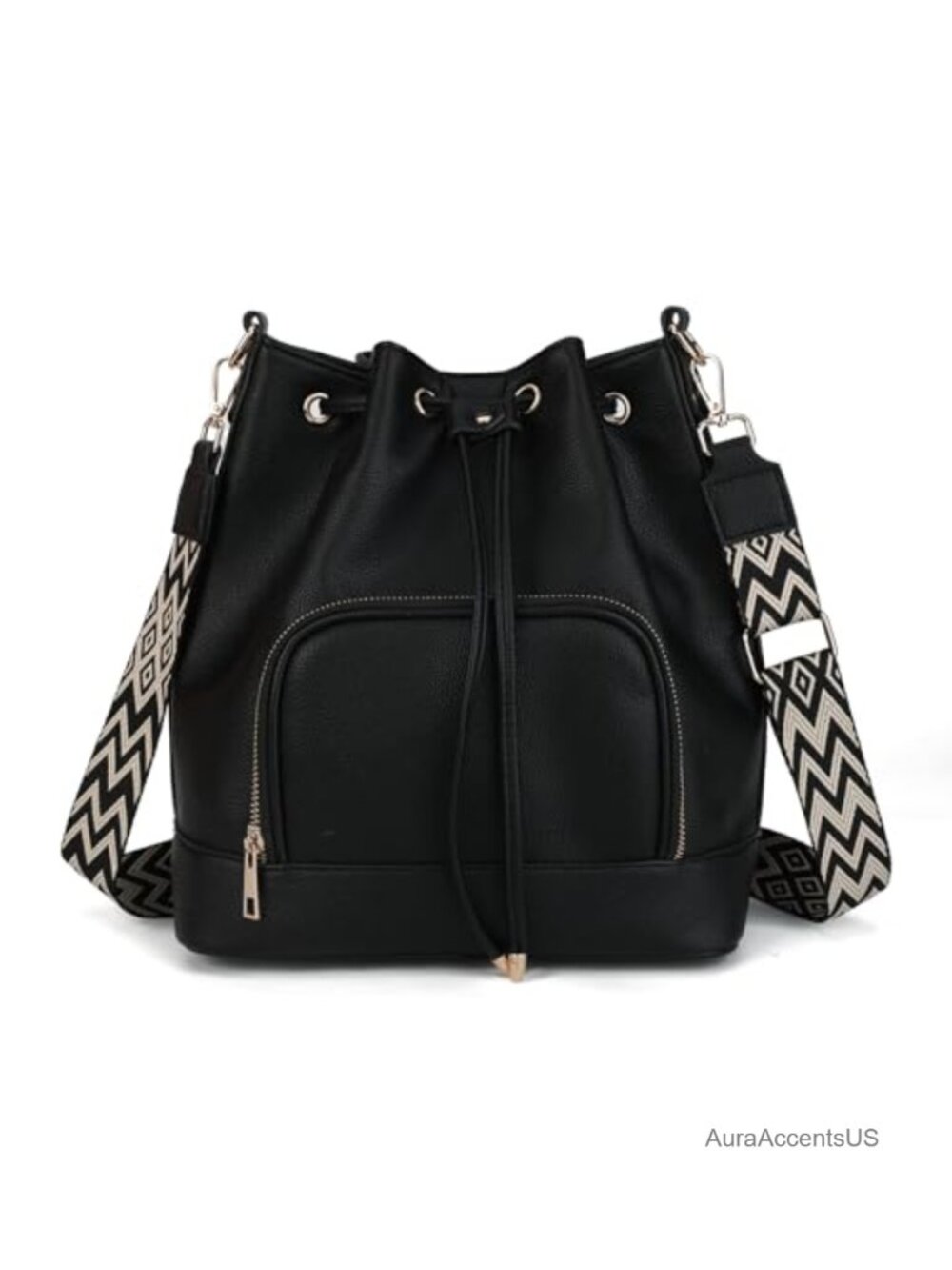Faux Leather Crossbody Bucket Bag Medium Shoulder Purse